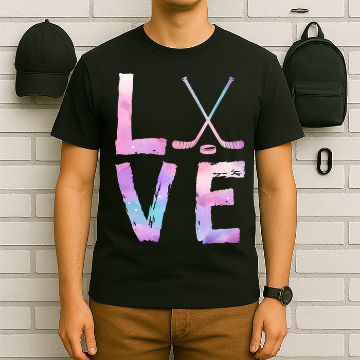 Love Hockey Color Design T-Shirt