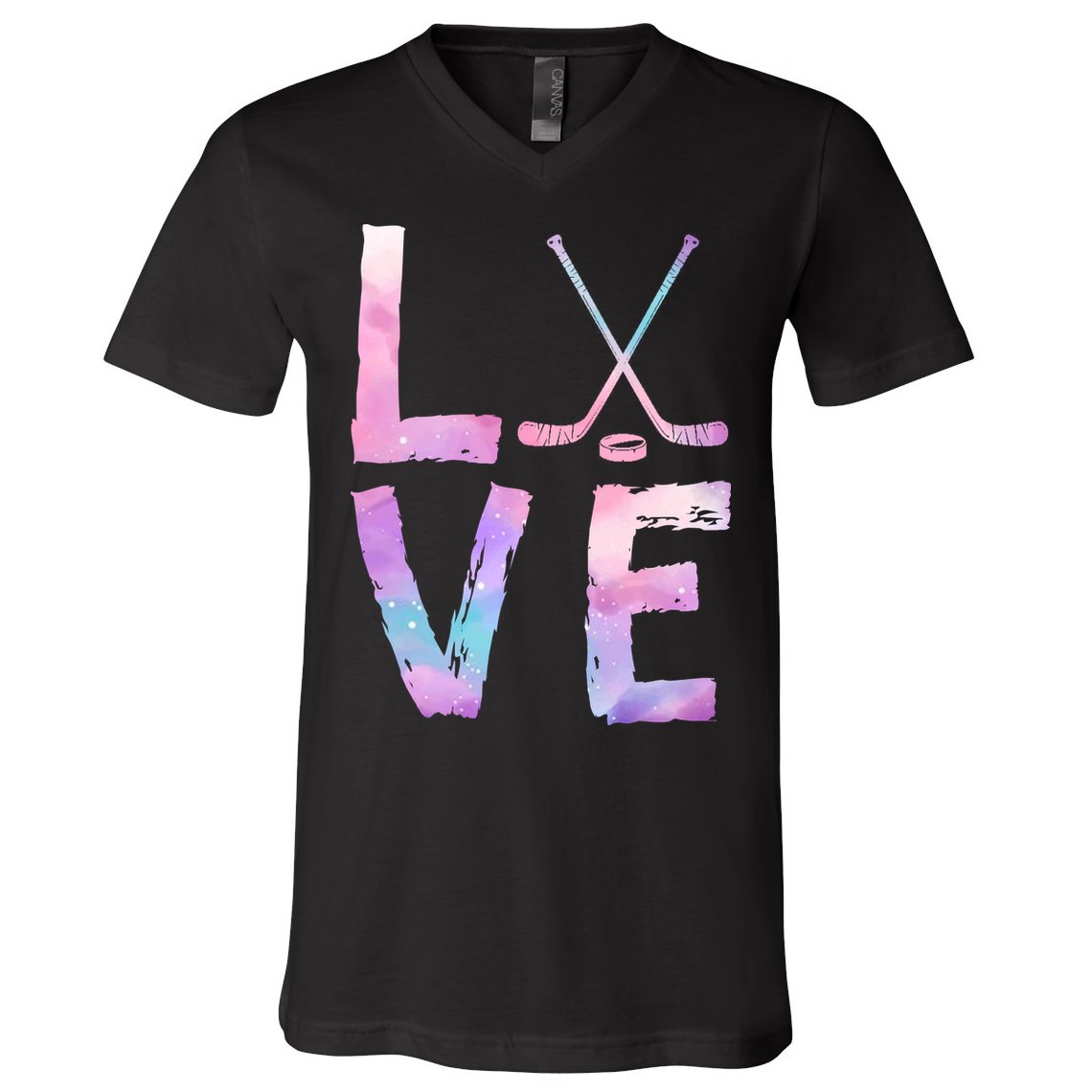 Love Hockey Color Design V-Neck T-Shirt