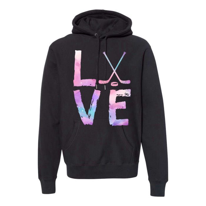 Love Hockey Color Design Premium Hoodie