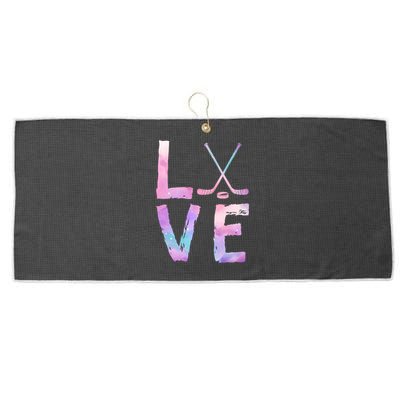 Love Hockey Color Design Large Microfiber Waffle Golf Towel