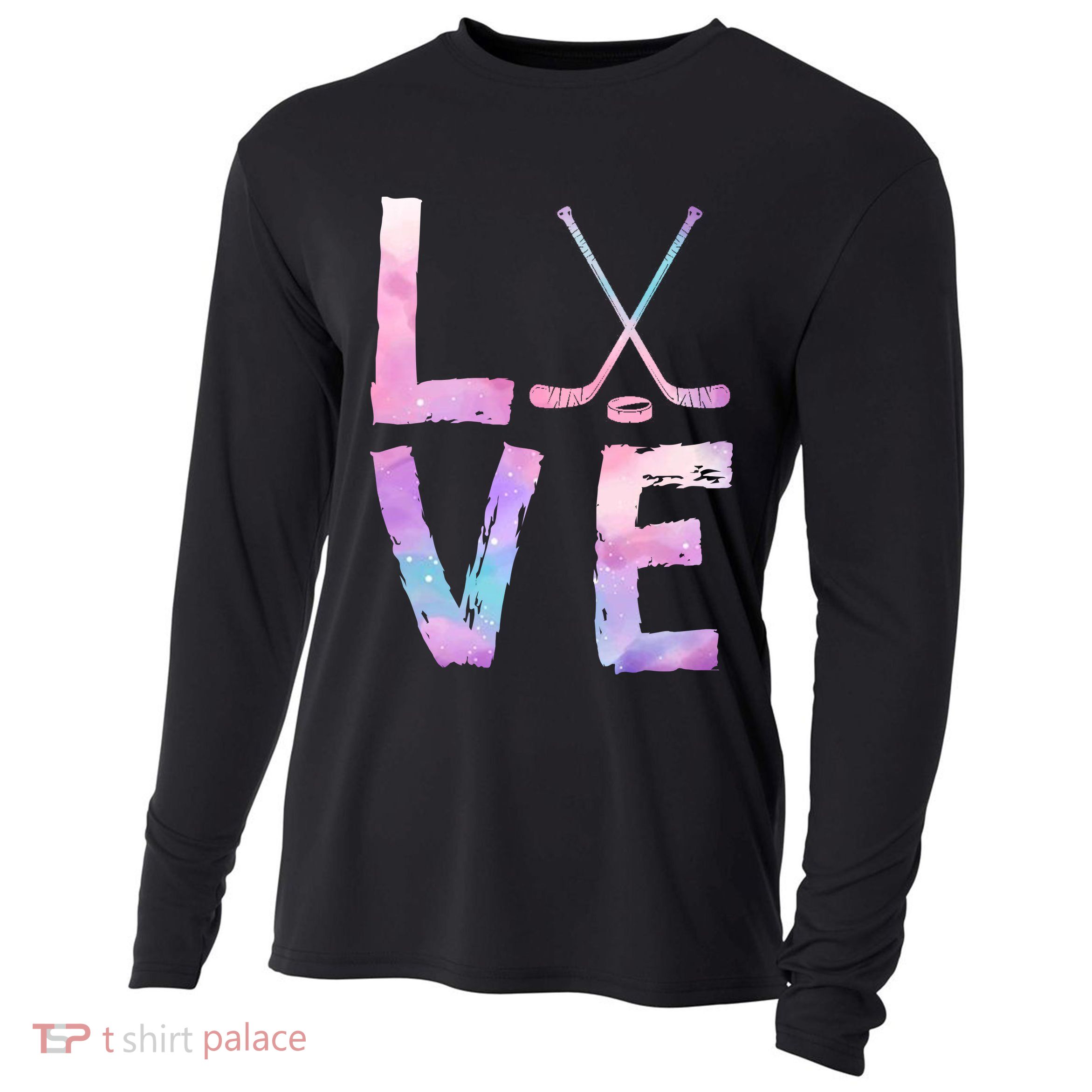 Love Hockey Color Design Cooling Performance Long Sleeve Crew
