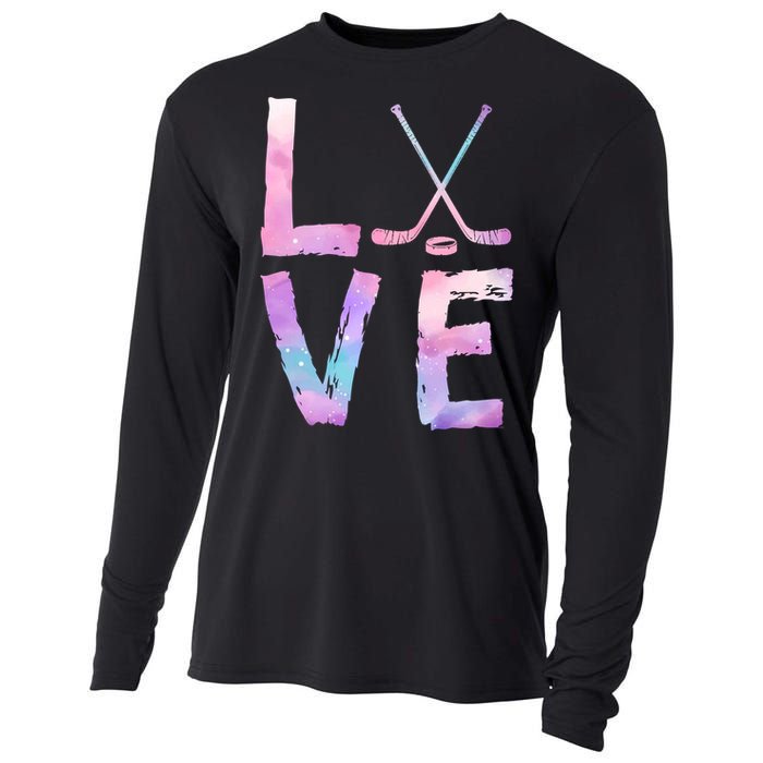 Love Hockey Color Design Cooling Performance Long Sleeve Crew