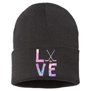 Love Hockey Color Design Sustainable Knit Beanie