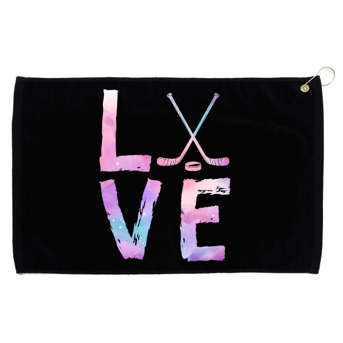 Love Hockey Color Design Grommeted Golf Towel