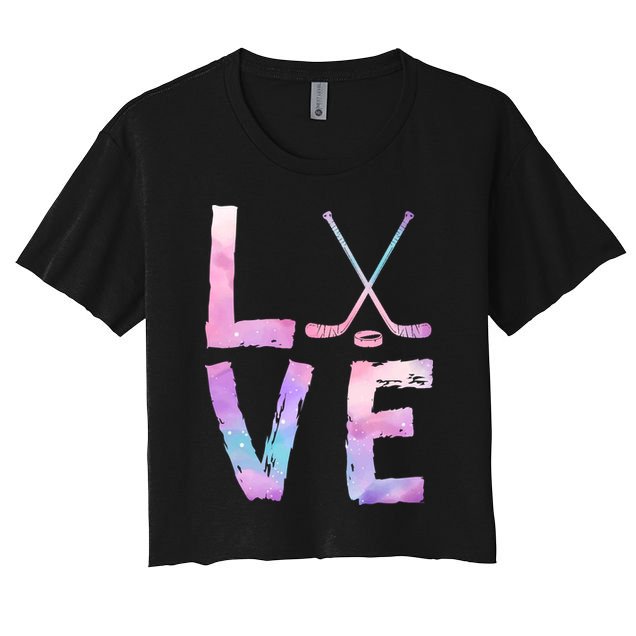 Love Hockey Color Design Women's Crop Top Tee