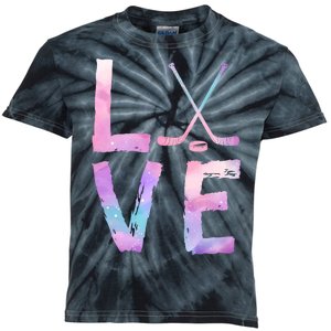 Love Hockey Color Design Kids Tie-Dye T-Shirt