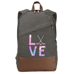 Love Hockey Color Design Cotton Canvas Backpack