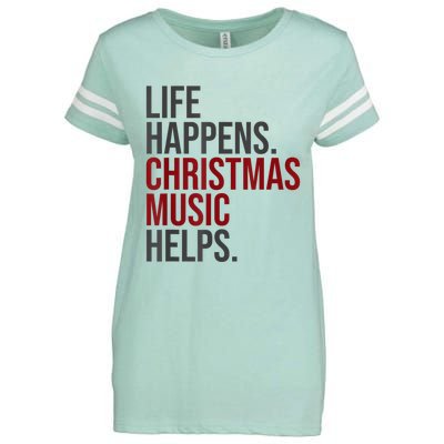 Life Happens Christmas Music Helps Enza Ladies Jersey Football T-Shirt