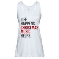 Life Happens Christmas Music Helps Ladies Essential Flowy Tank