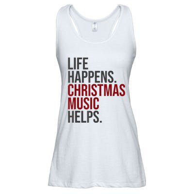 Life Happens Christmas Music Helps Ladies Essential Flowy Tank