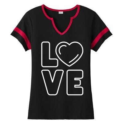 Love Heart Cute Romantic Gift Ladies Halftime Notch Neck Tee