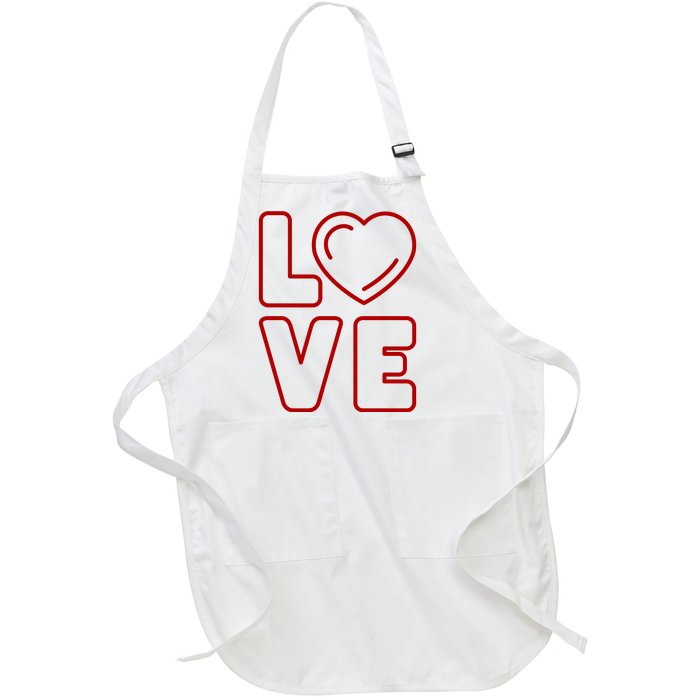 Love Heart Cute Romantic Gift Full-Length Apron With Pockets