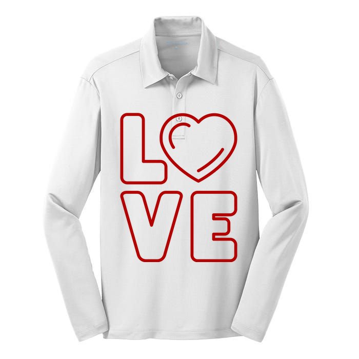 Love Heart Cute Romantic Gift Silk Touch Performance Long Sleeve Polo