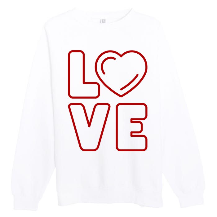 Love Heart Cute Romantic Gift Premium Crewneck Sweatshirt