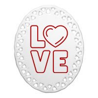 Love Heart Cute Romantic Gift Ceramic Oval Ornament