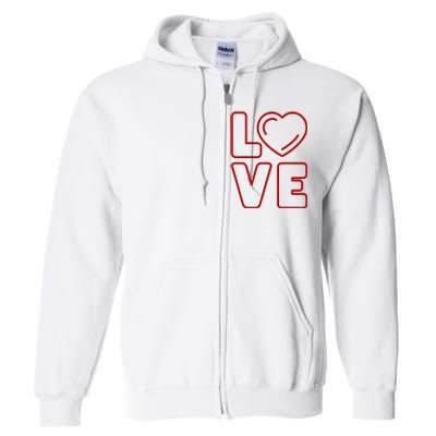 Love Heart Cute Romantic Gift Full Zip Hoodie