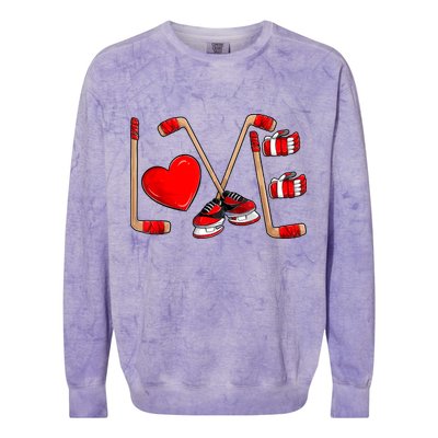 Love Hockey Cute Valentines Colorblast Crewneck Sweatshirt