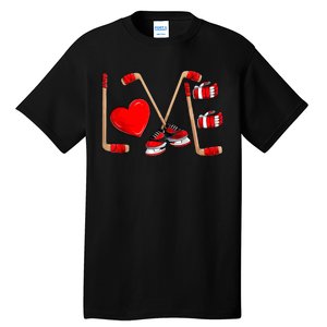 Love Hockey Cute Valentines Tall T-Shirt