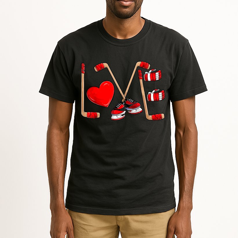 Love Hockey Cute Valentines Tall T-Shirt