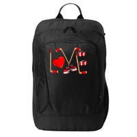 Love Hockey Cute Valentines City Backpack