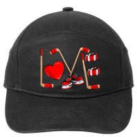 Love Hockey Cute Valentines 7-Panel Snapback Hat