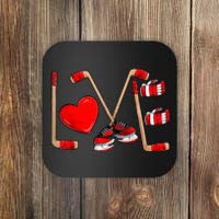 Love Hockey Cute Valentines Coaster