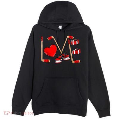 Love Hockey Cute Valentines Premium Pullover Hoodie