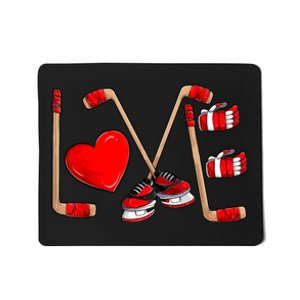 Love Hockey Cute Valentines Mousepad