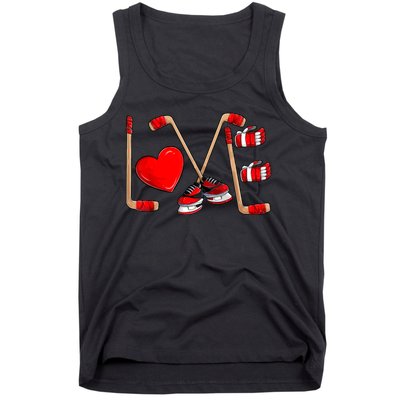 Love Hockey Cute Valentines Tank Top