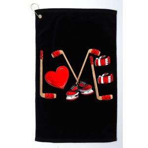 Love Hockey Cute Valentines Platinum Collection Golf Towel