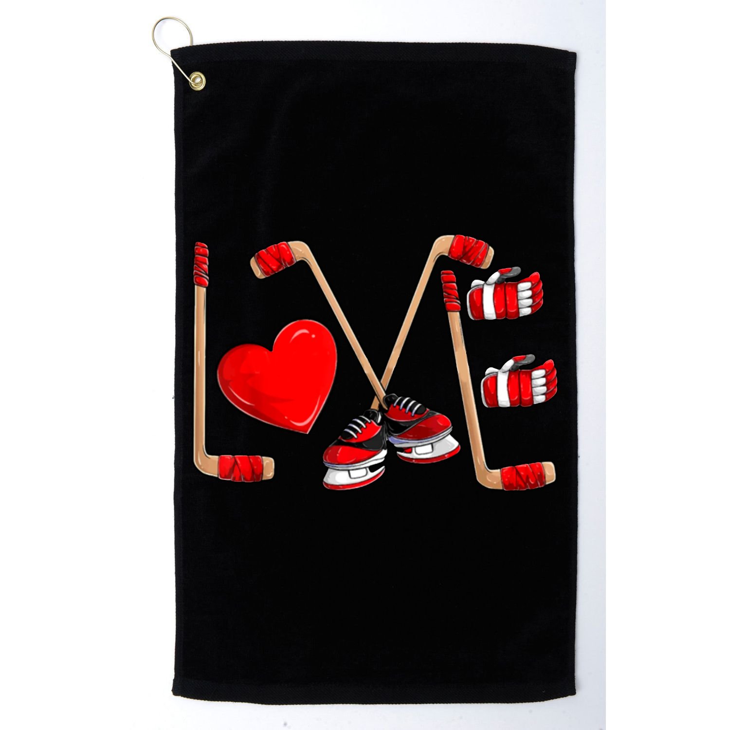 Love Hockey Cute Valentines Golf Towel