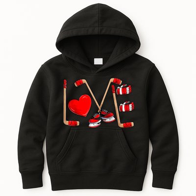 Love Hockey Cute Valentines Kids Hoodie