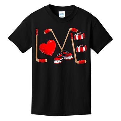 Love Hockey Cute Valentines Kids T-Shirt