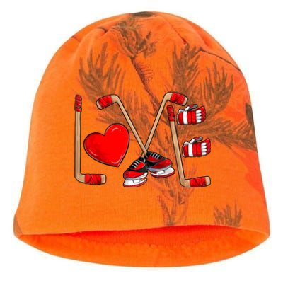 Love Hockey Cute Valentines Kati - Camo Knit Beanie