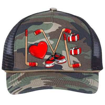 Love Hockey Cute Valentines Retro Rope Trucker Hat Cap