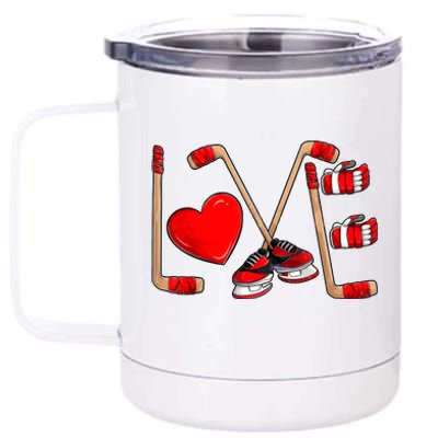 Love Hockey Cute Valentines 12 oz Stainless Steel Tumbler Cup