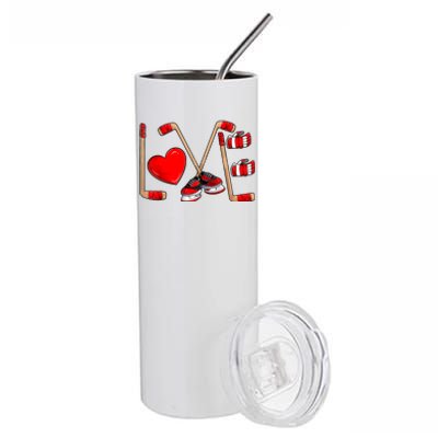 Love Hockey Cute Valentines Stainless Steel Tumbler