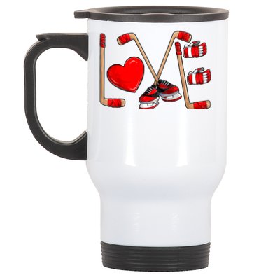 Love Hockey Cute Valentines Stainless Steel Travel Mug