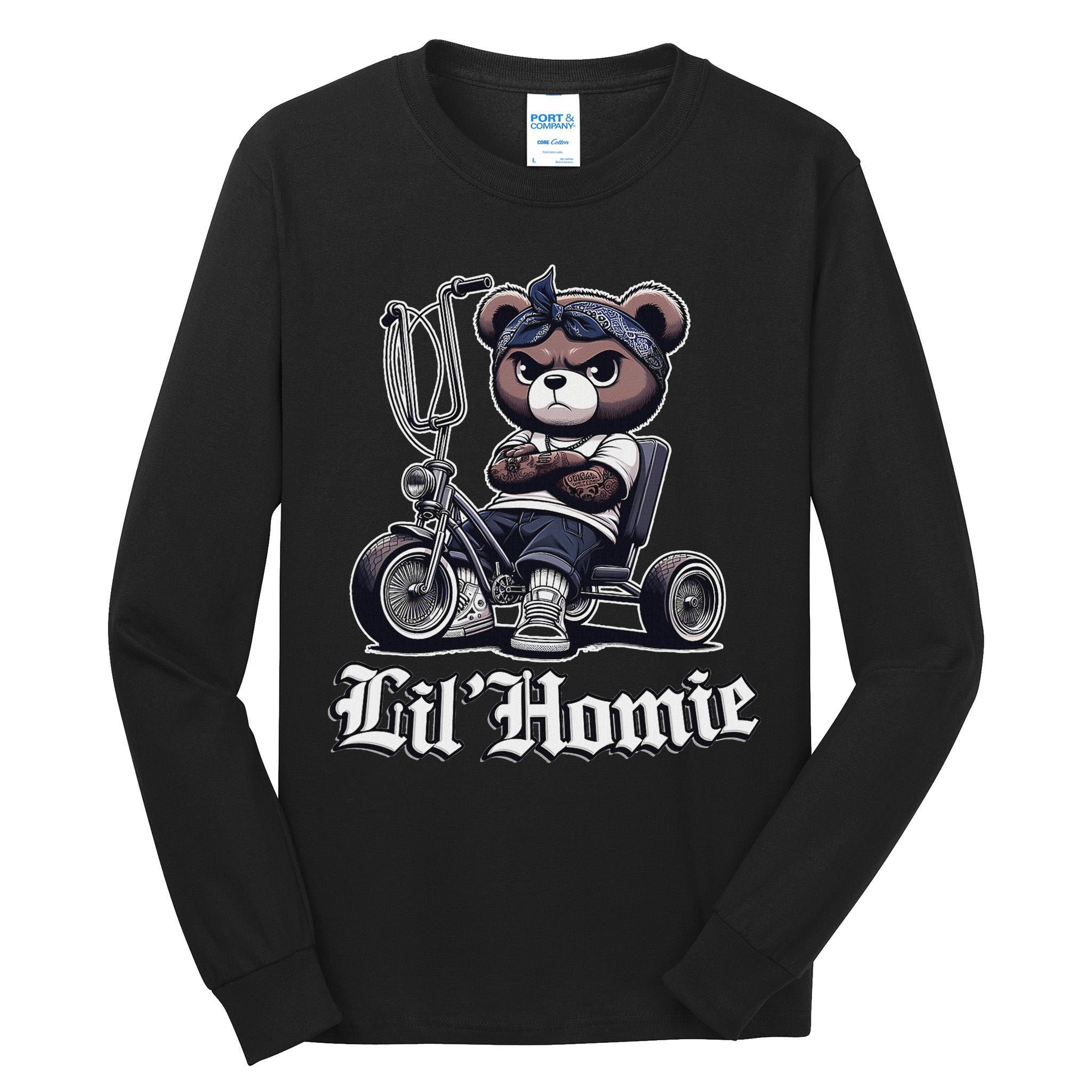 Lil Homie Cute Teddy Bear Hip Hop Chicano Lowrider Cholo Tall Long Sleeve T-Shirt