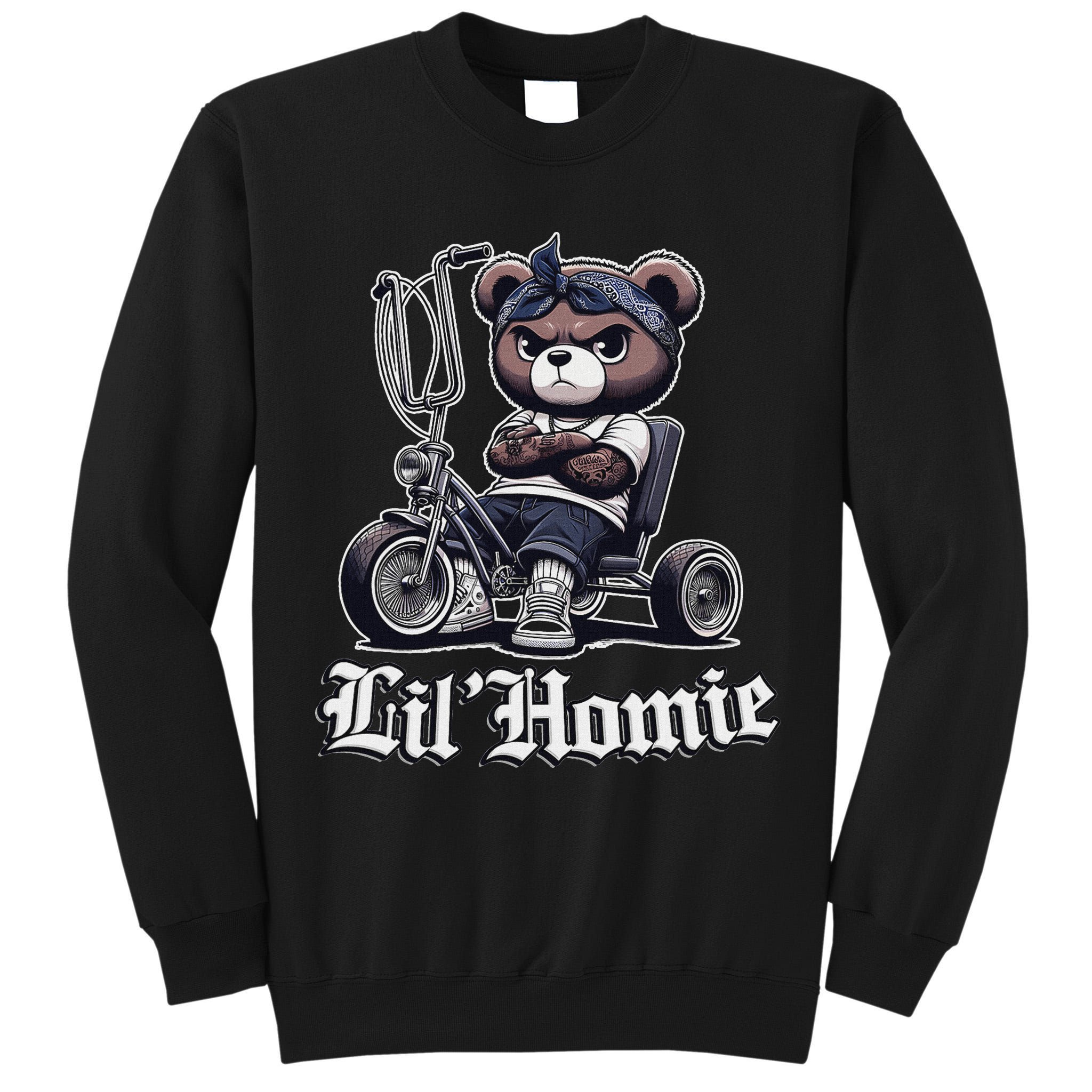 Lil Homie Cute Teddy Bear Hip Hop Chicano Lowrider Cholo Tall Sweatshirt