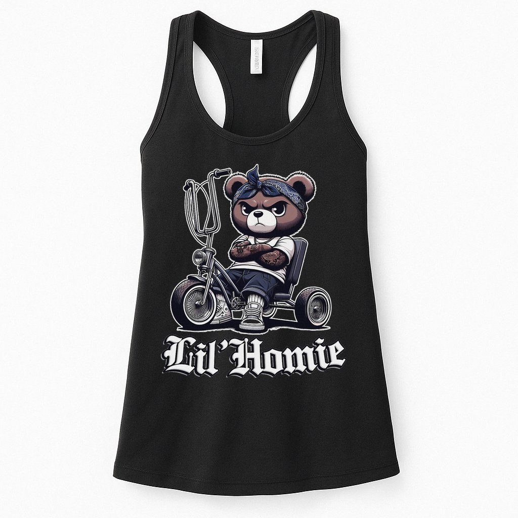 Lil Homie Cute Teddy Bear Hip Hop Chicano Lowrider Cholo Womens Tank Top