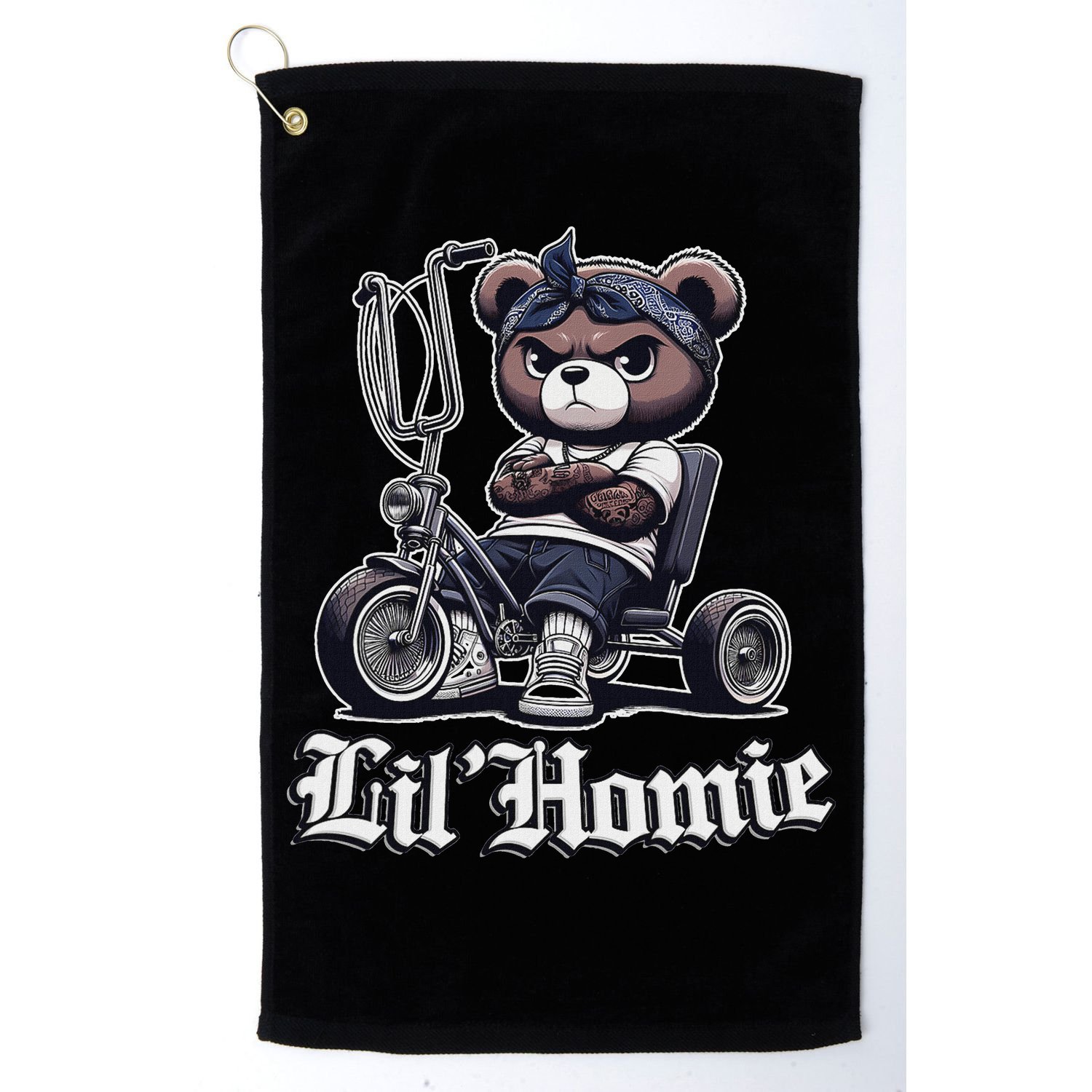 Lil Homie Cute Teddy Bear Hip Hop Chicano Lowrider Cholo Golf Towel