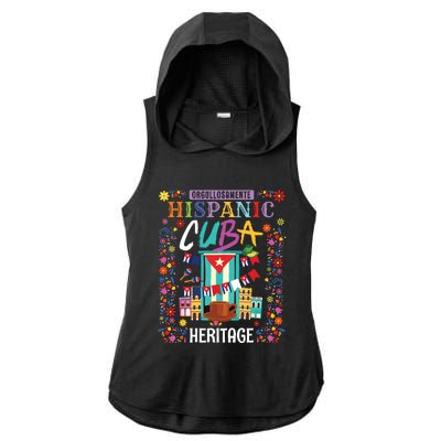 Latin Heritage Cuban Flag Outfit Idea For Women & Cuba Flag Ladies PosiCharge Tri-Blend Wicking Draft Hoodie Tank