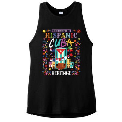 Latin Heritage Cuban Flag Outfit Idea For Women & Cuba Flag Ladies PosiCharge Tri-Blend Wicking Tank