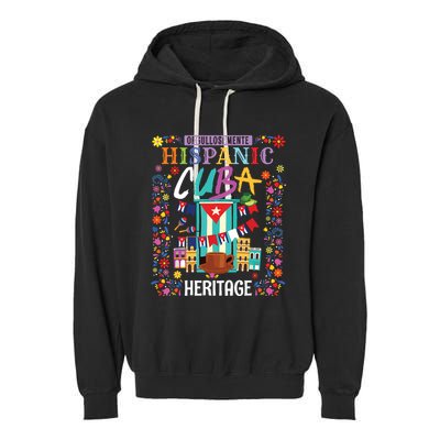 Latin Heritage Cuban Flag Outfit Idea For Women & Cuba Flag Garment-Dyed Fleece Hoodie