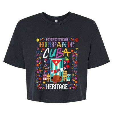 Latin Heritage Cuban Flag Outfit Idea For Women & Cuba Flag Bella+Canvas Jersey Crop Tee