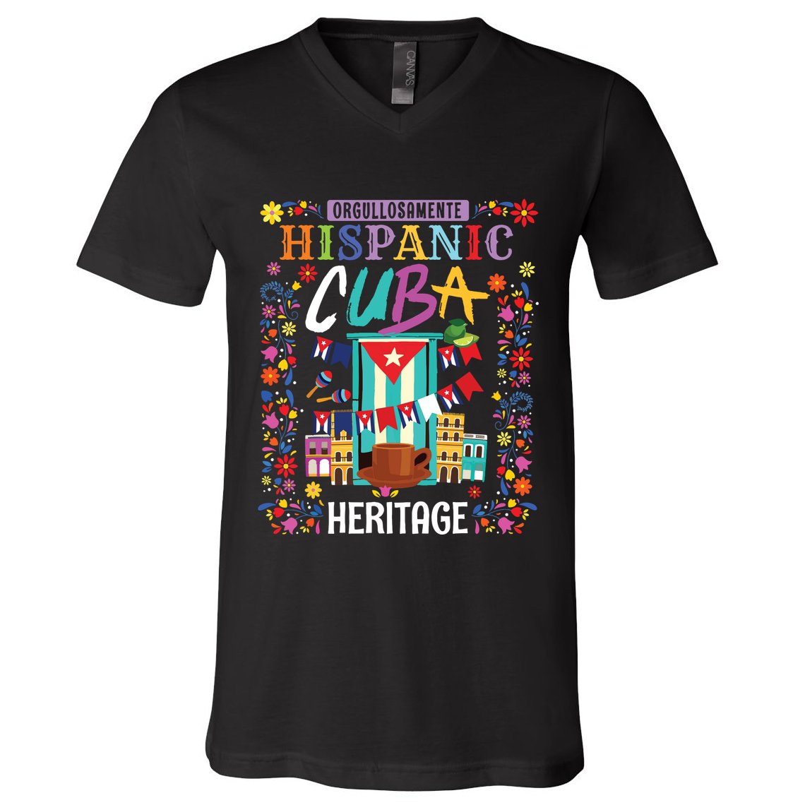 Latin Heritage Cuban Flag Outfit Idea For Women & Cuba Flag V-Neck T-Shirt