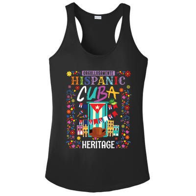 Latin Heritage Cuban Flag Outfit Idea For Women & Cuba Flag Ladies PosiCharge Competitor Racerback Tank