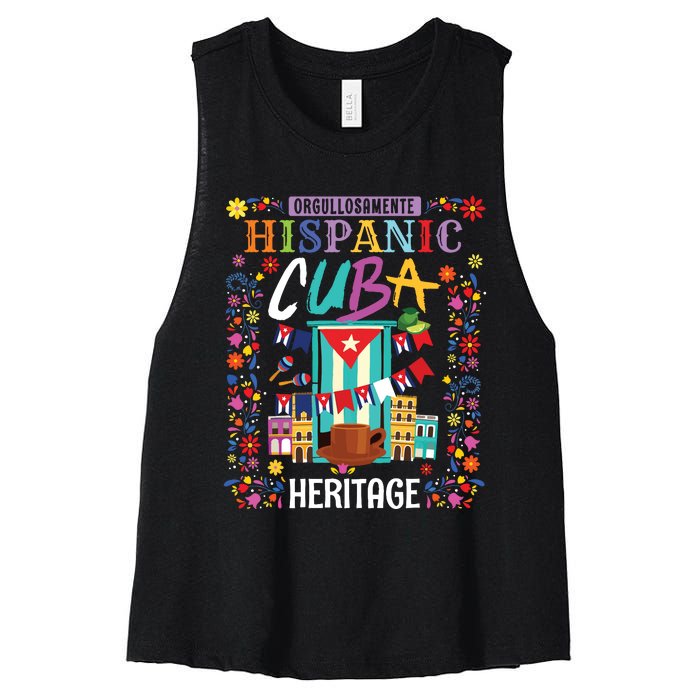 Latin Heritage Cuban Flag Outfit Idea For Women & Cuba Flag Women's Racerback Cropped Tank