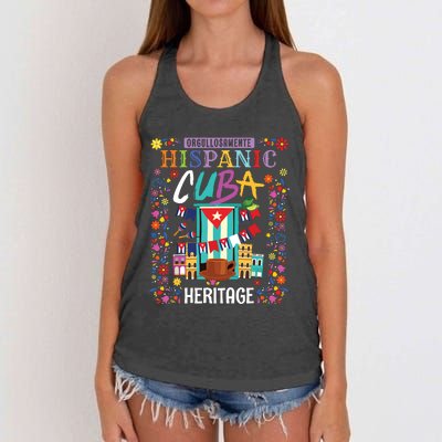 Latin Heritage Cuban Flag Outfit Idea For Women & Cuba Flag Women's Knotted Racerback Tank